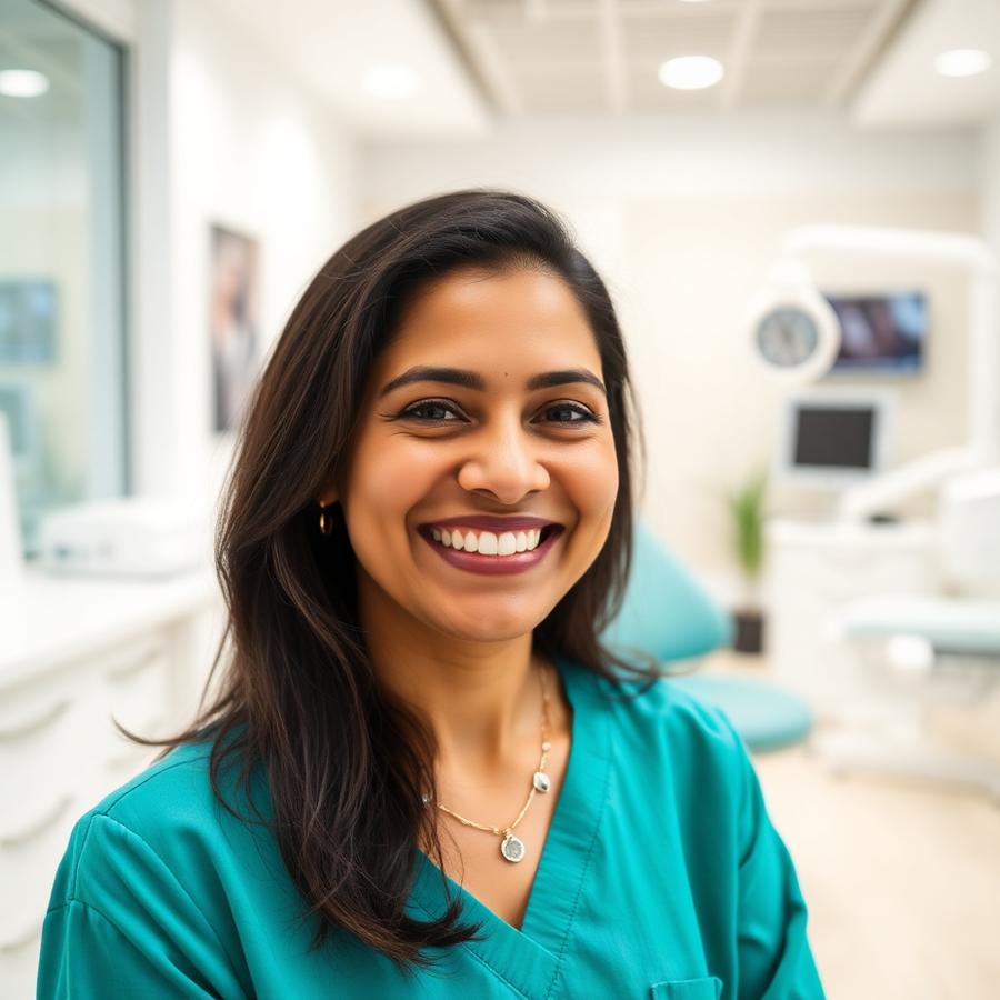 Adult patient smiling in a modern dental clinic